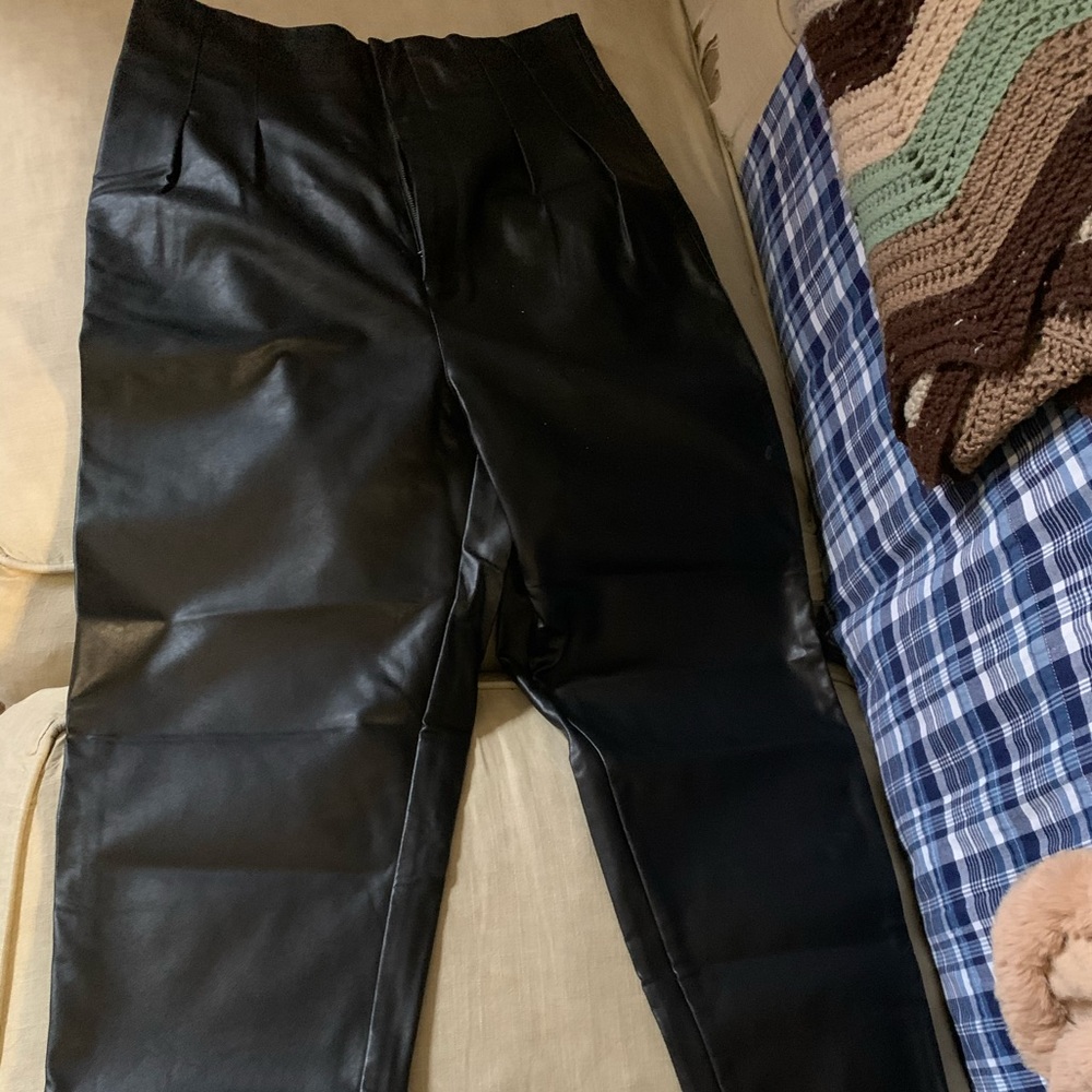 Free People vegan leather black pants size 12